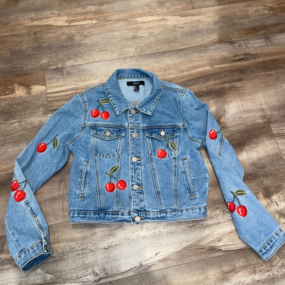 Forever 21// Cherry Jean Jacket